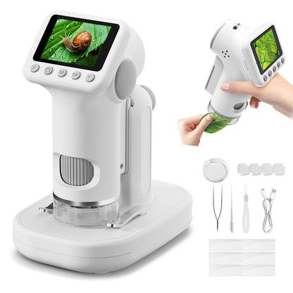 HEWEIMEI 1600X Kinder Mikroskop mit 4K IPS Display, Wissenschaftsset, Lernspielzeug für Jungen & Mädchen