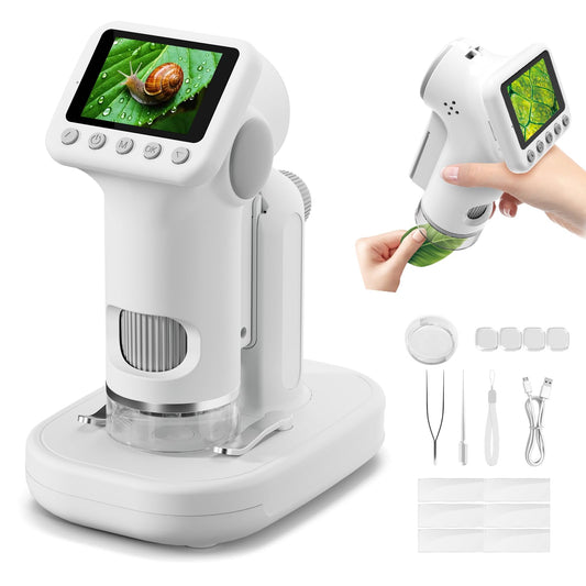 HEWEIMEI 1600X Kinder Mikroskop mit 4K IPS Display, Wissenschaftsset, Lernspielzeug für Jungen & Mädchen