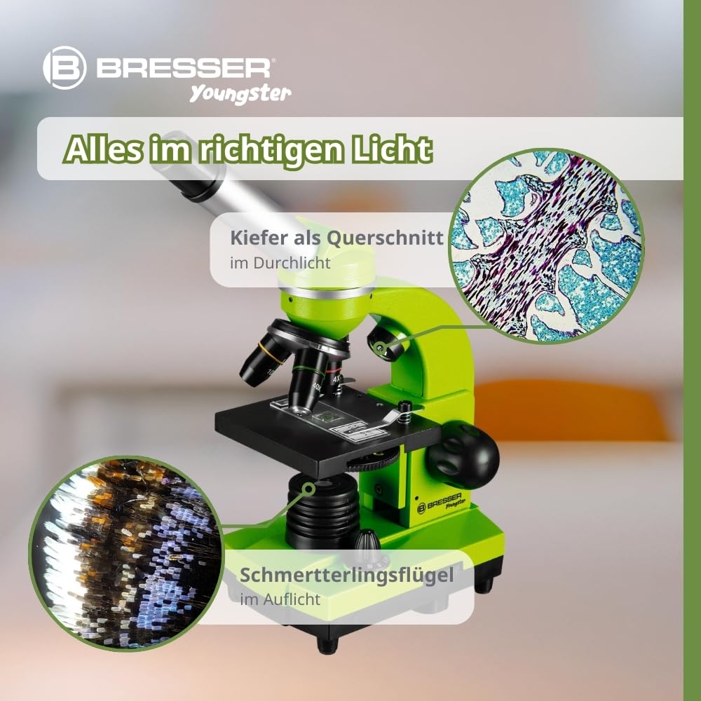 Bresser Junior BIOLUX SEL Mikroskop mit Smartphonehalter, Barlow-Zoom, LED, Zubehör Set für Kinder & Einsteiger