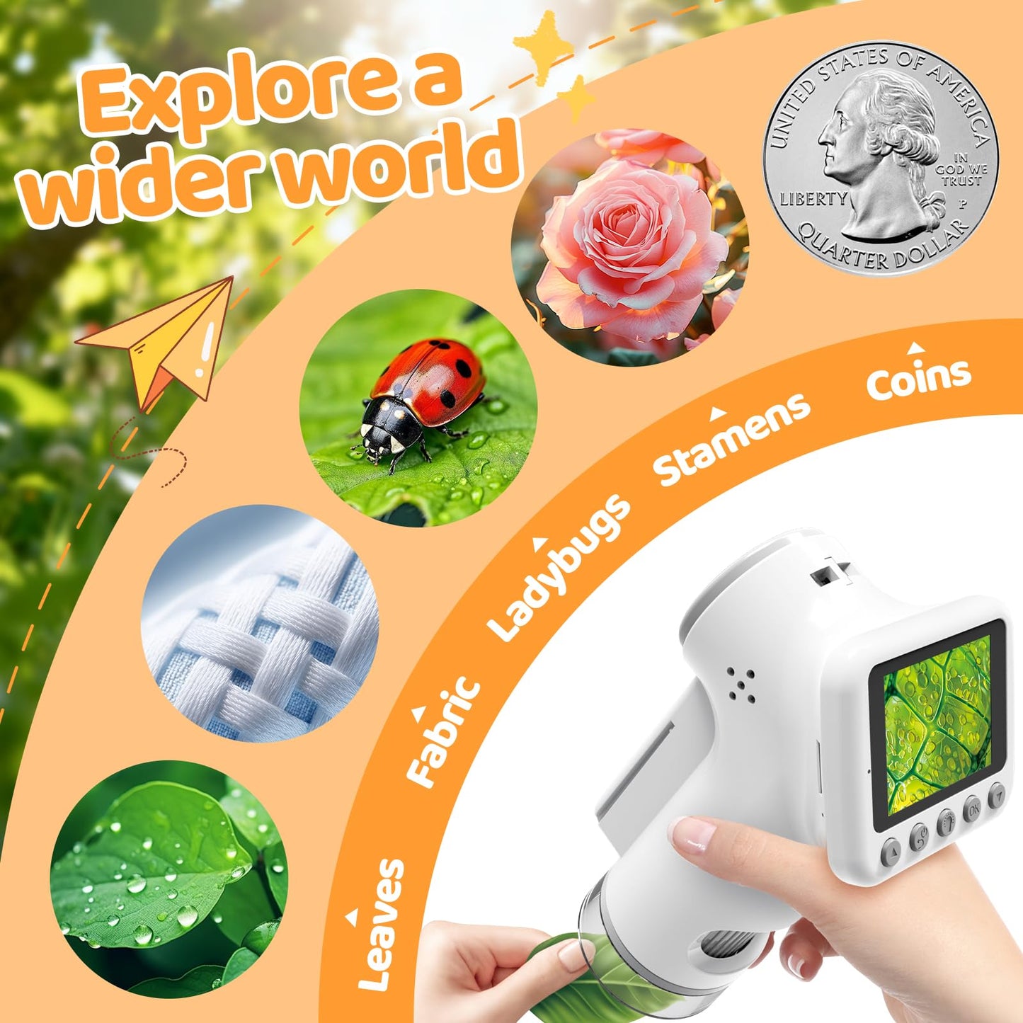 HEWEIMEI 1600X Kinder Mikroskop mit 4K IPS Display, Wissenschaftsset, Lernspielzeug für Jungen & Mädchen