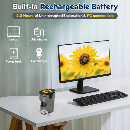 Digitales 1000X Handmikroskop mit 4K Bildschirm, USB Lupe, 32GB Speicherkarte, Kinder Geschenk Set