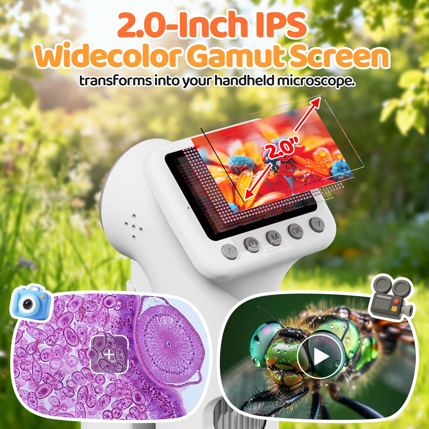 HEWEIMEI 1600X Kinder Mikroskop mit 4K IPS Display, Wissenschaftsset, Lernspielzeug für Jungen & Mädchen