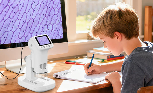 HEWEIMEI 1600X Kinder Mikroskop mit 4K IPS Display, Wissenschaftsset, Lernspielzeug für Jungen & Mädchen
