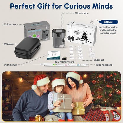 Digitales 1000X Handmikroskop mit 4K Bildschirm, USB Lupe, 32GB Speicherkarte, Kinder Geschenk Set