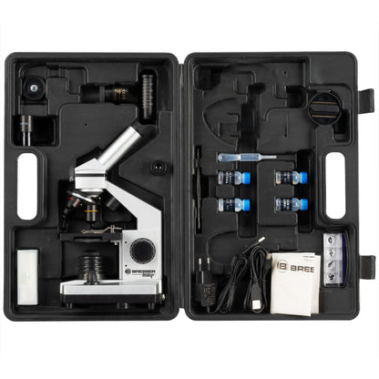 Bresser Junior Mikroskop Set 40x–1024x mit USB Kamera, LED Beleuchtung, Kinder Lernset mit Zubehör & Koffer