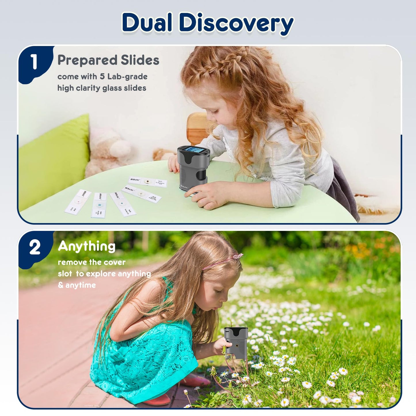 Digitales 1000X Handmikroskop mit 4K Bildschirm, USB Lupe, 32GB Speicherkarte, Kinder Geschenk Set